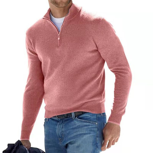 Julien - Pull Élégant Col Montant Zippé