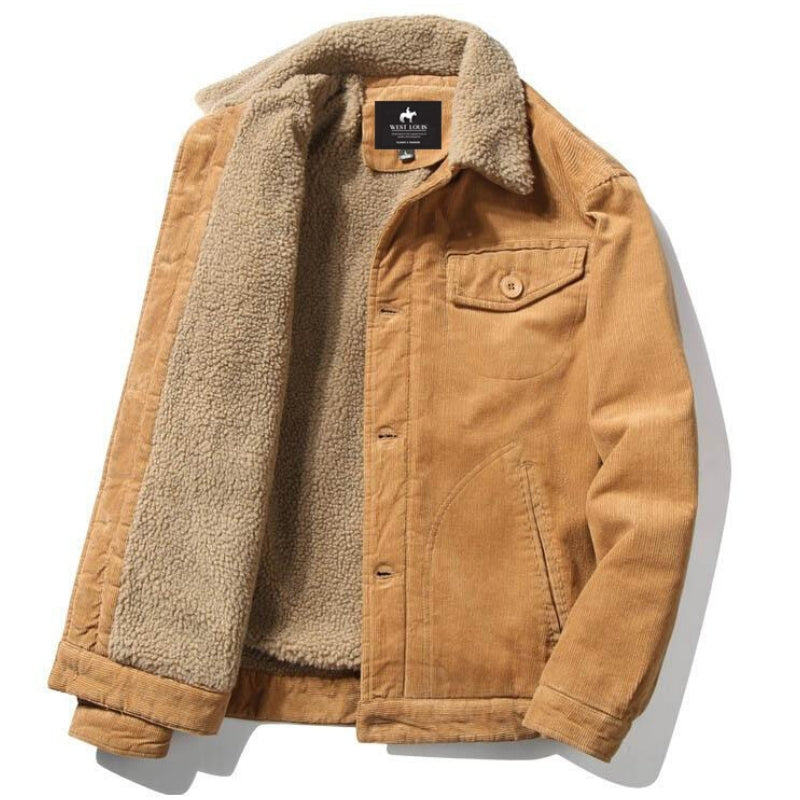 Damien - Veste Classique Velours Col Fourrure