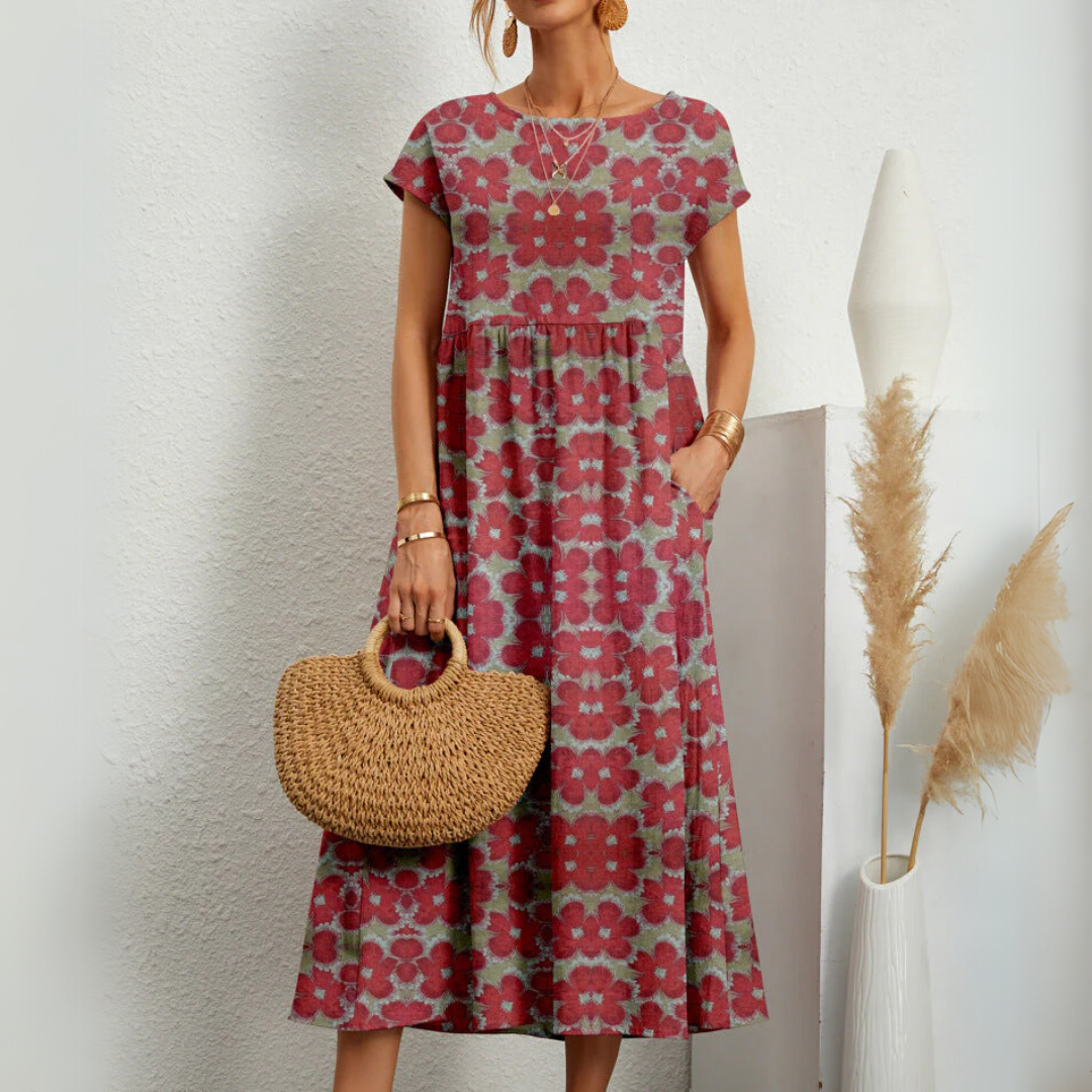 Lydie - Robe Midi Mousseline Fleurie Chic Femme