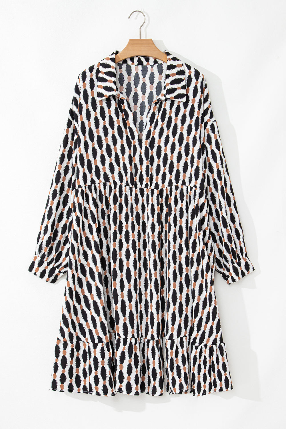 Sandrine - Robe mini grande taille - Motif géométrique, Col V, Femme