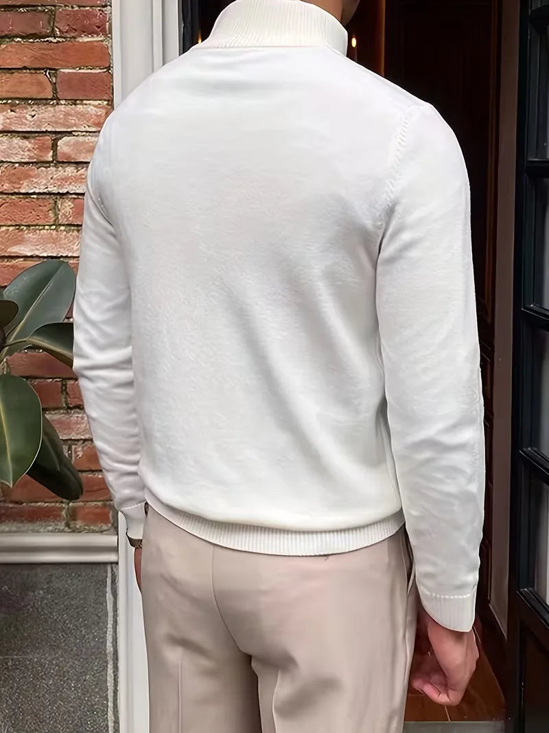 Olivier - Pull Élégant Col Montant Zippé