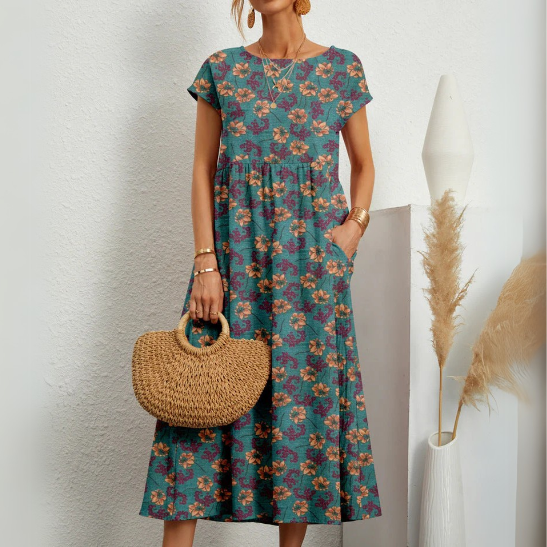 Lydie - Robe Midi Mousseline Fleurie Chic Femme