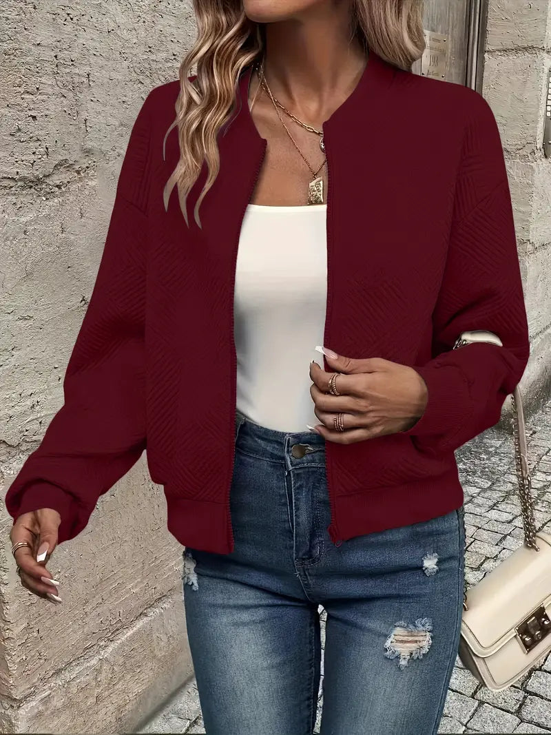 Sylvie - Veste Élégante Zippée Texturée