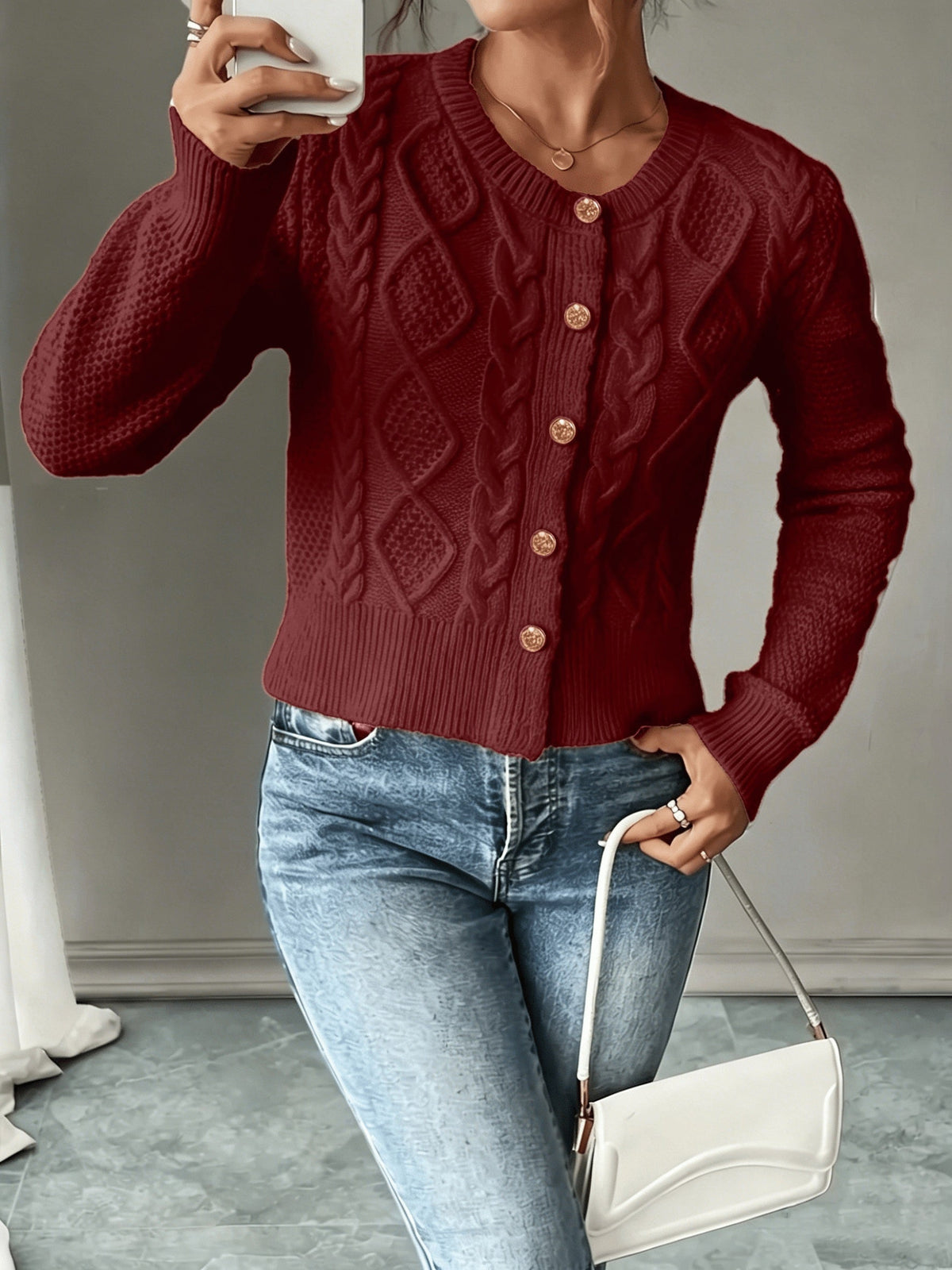 Christine - Cardigan Élégant Torsadé Boutonné