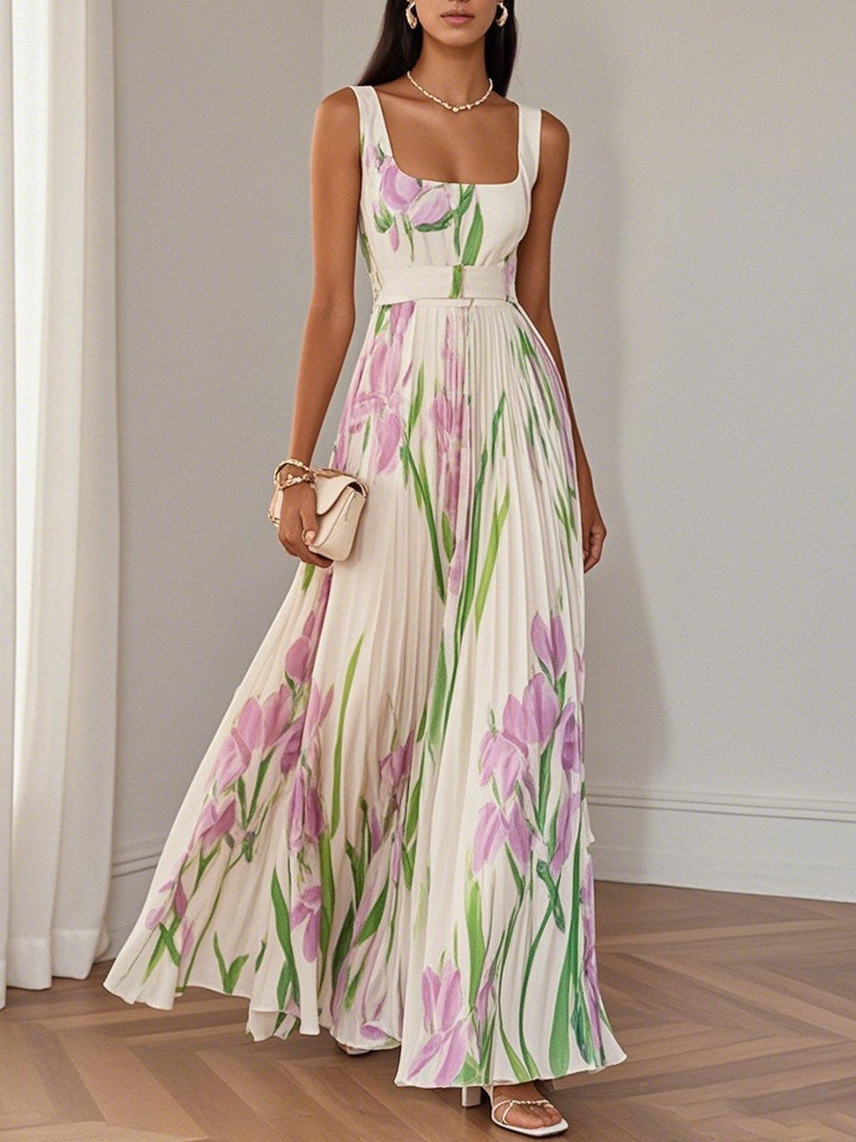 Sandrine - Robe Longue Femme Fleurie Élégante