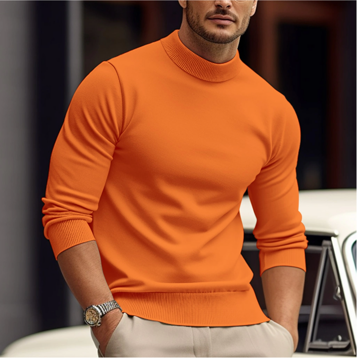 Sébastien - Pull Élégant Col Montant Ajusté