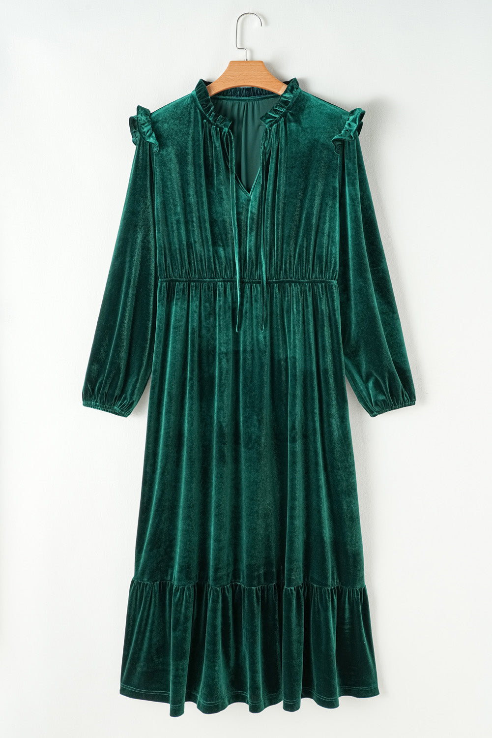 Marguerite - Robe midi grande taille - Encolure froncée, Velours, Femme