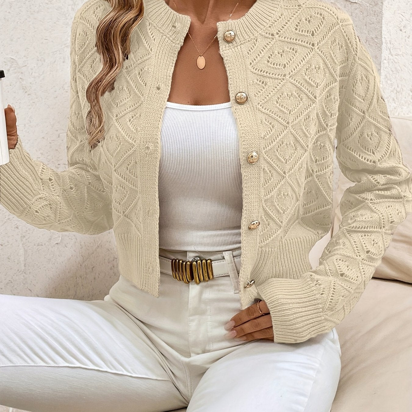 Isabelle - Cardigan Chic Ajouré Boutonné