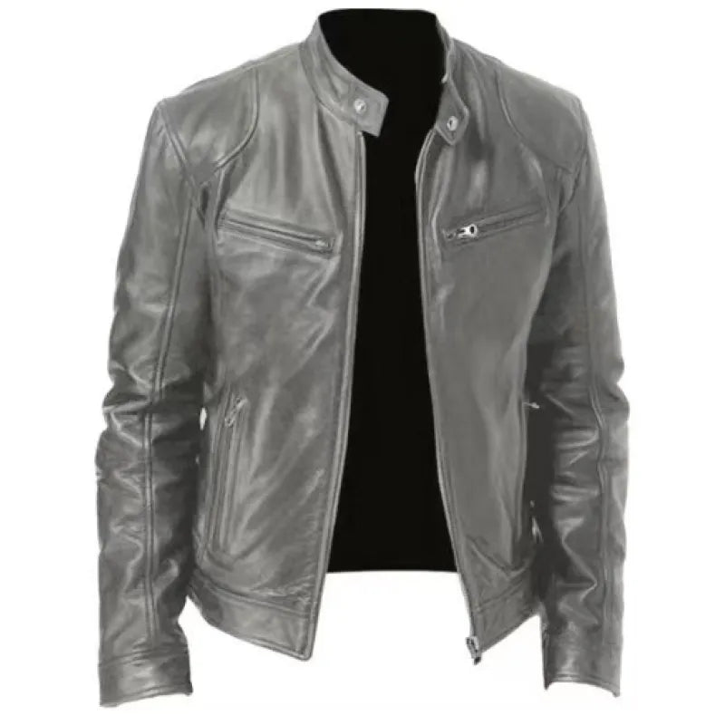 Thomas - Veste Élégante Cuir Col Officier