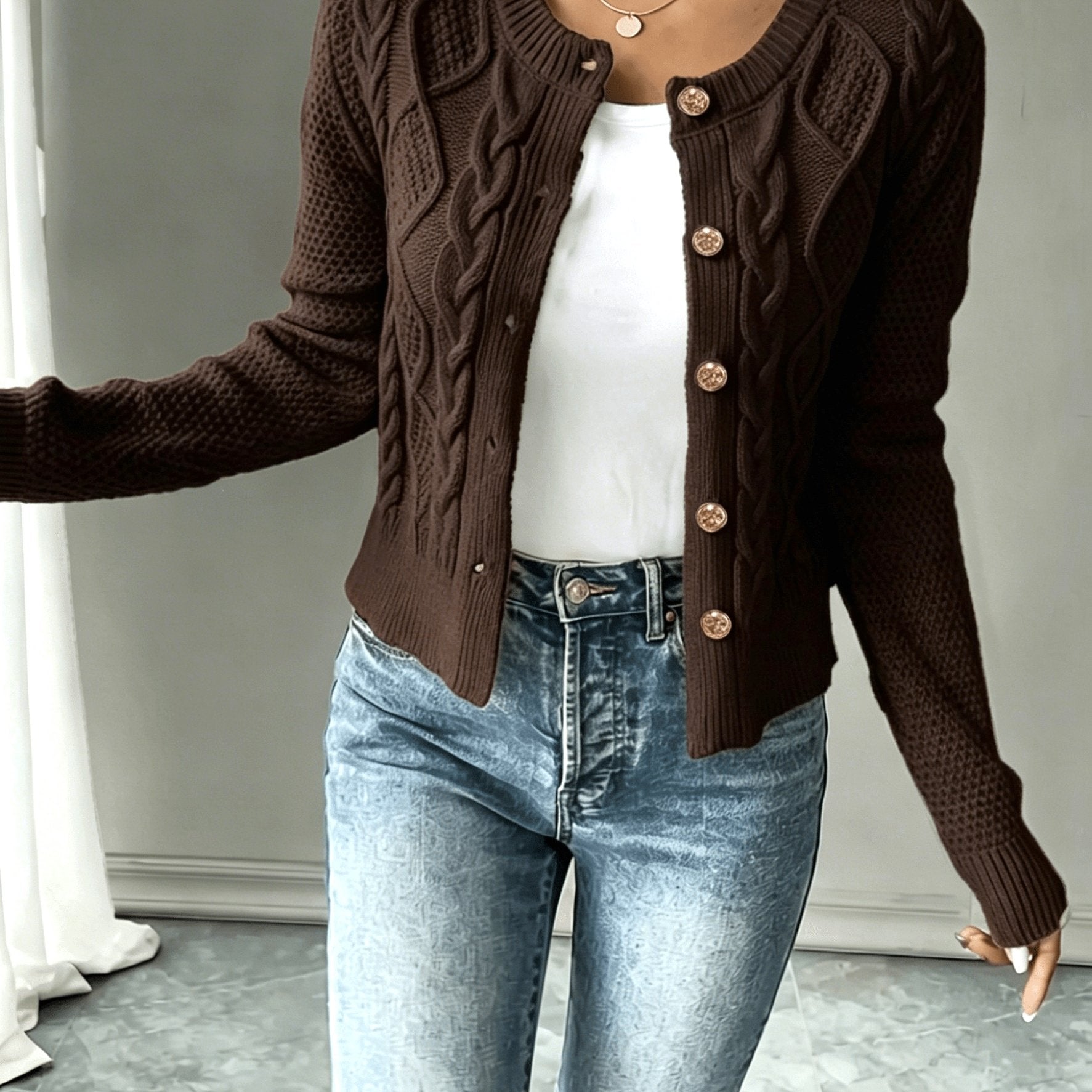 Christine - Cardigan Élégant Torsadé Boutonné