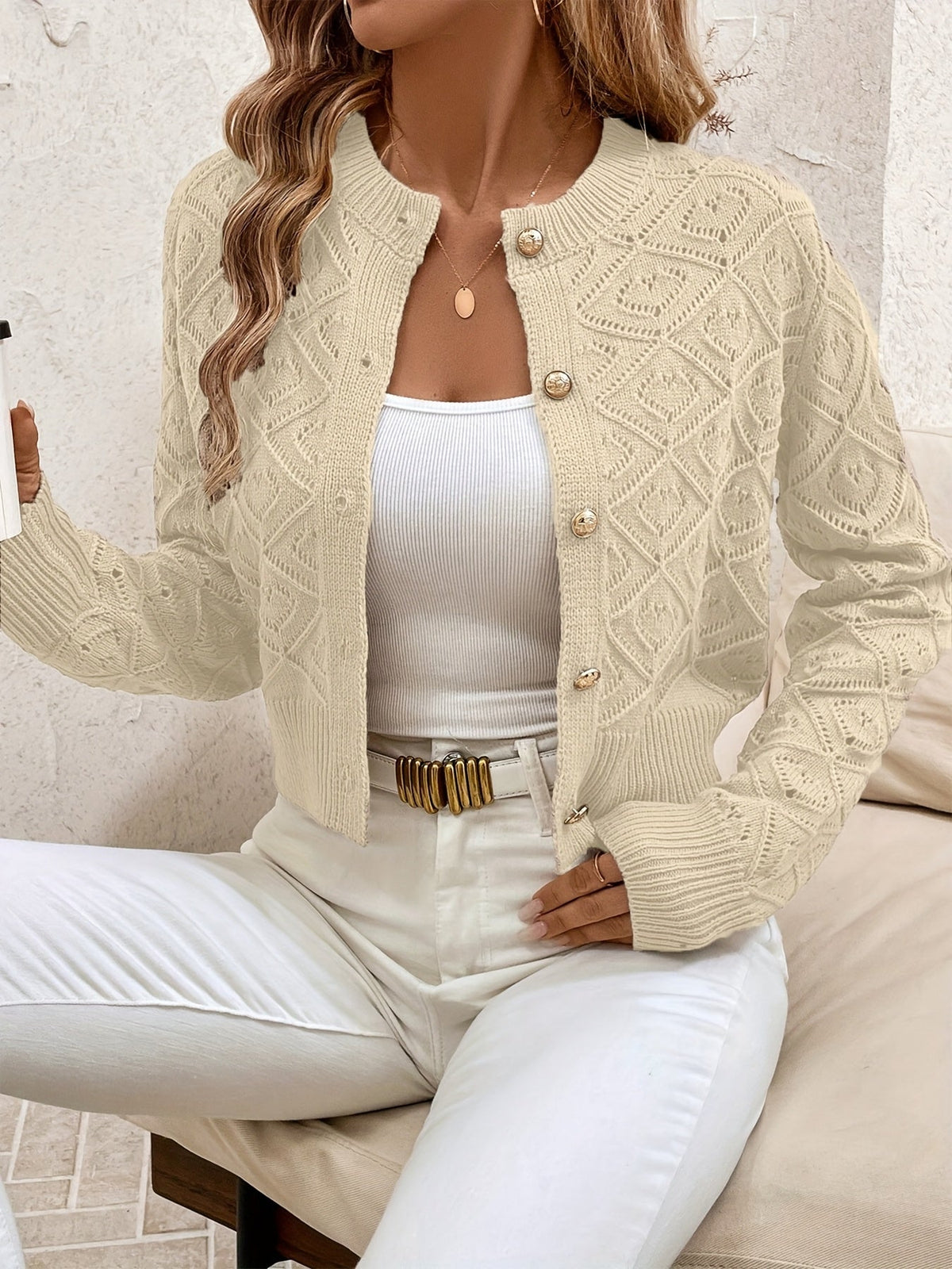 Isabelle - Cardigan Chic Ajouré Boutonné