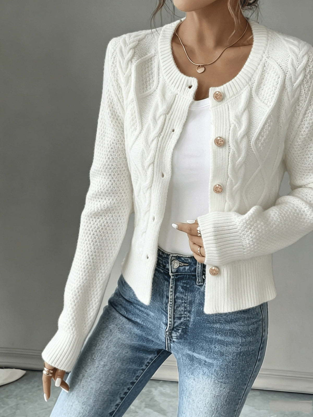 Christine - Cardigan Élégant Torsadé Boutonné