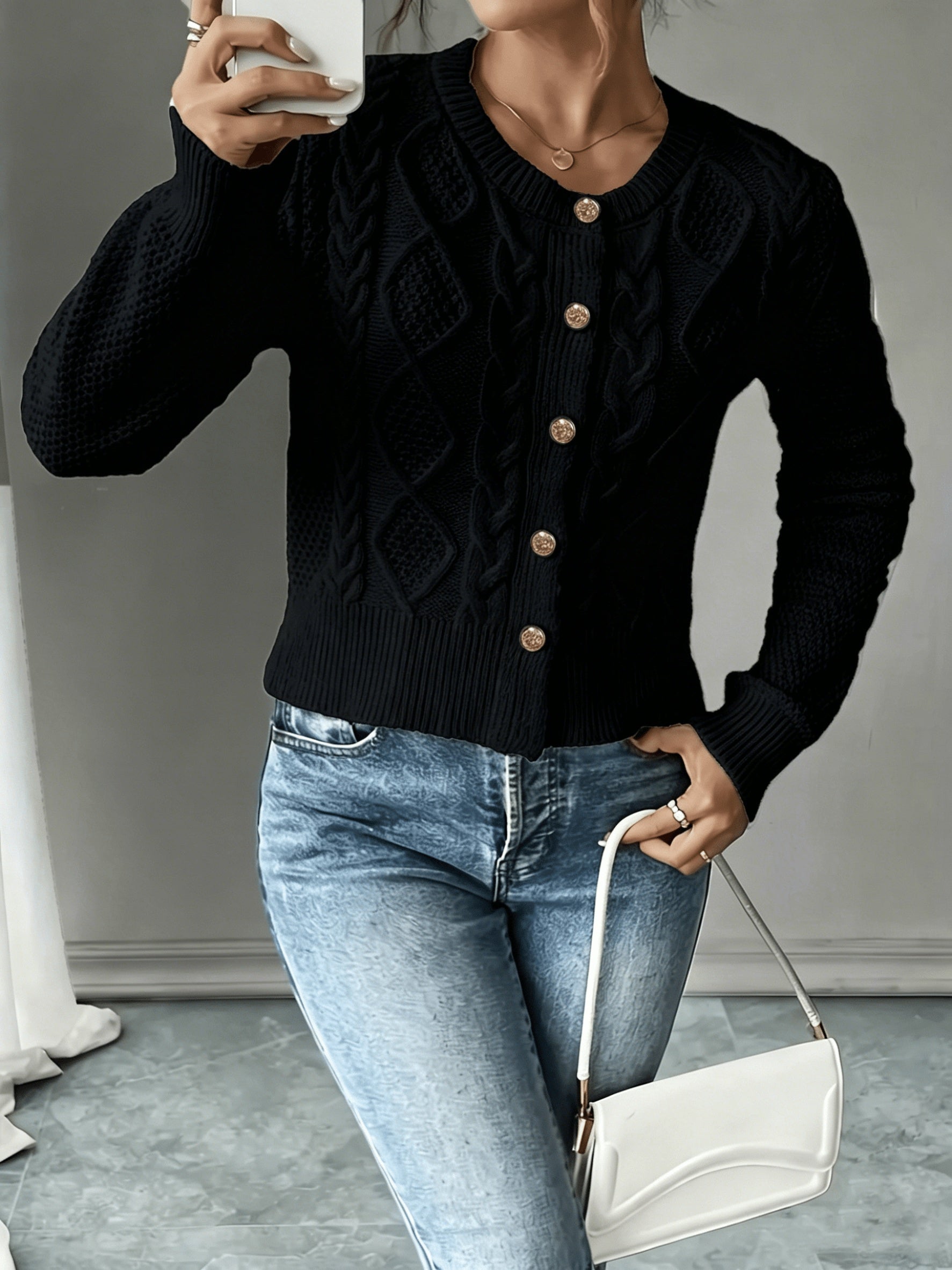 Christine - Cardigan Élégant Torsadé Boutonné