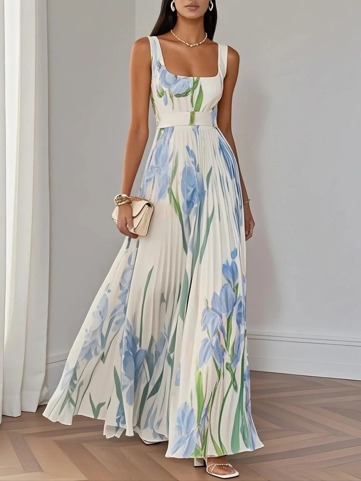 Sandrine - Robe Longue Femme Fleurie Élégante