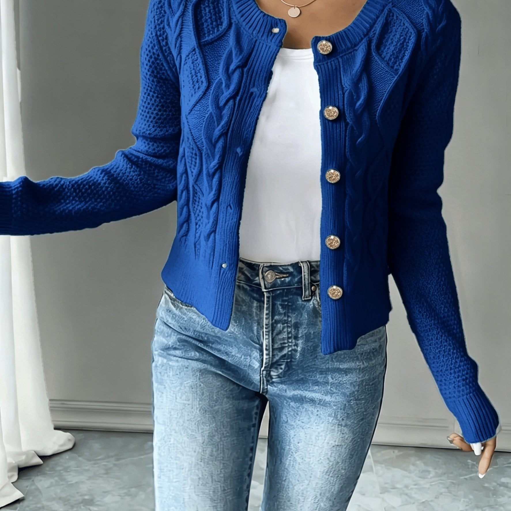 Christine - Cardigan Élégant Torsadé Boutonné
