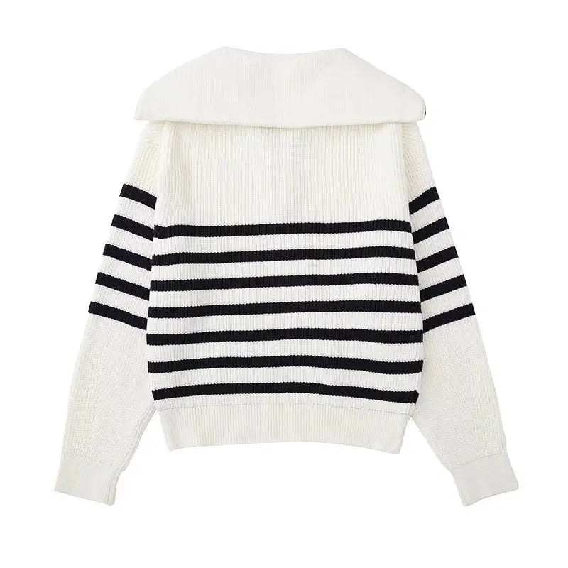 Damian - Pull Chic Rayé Col Zippé