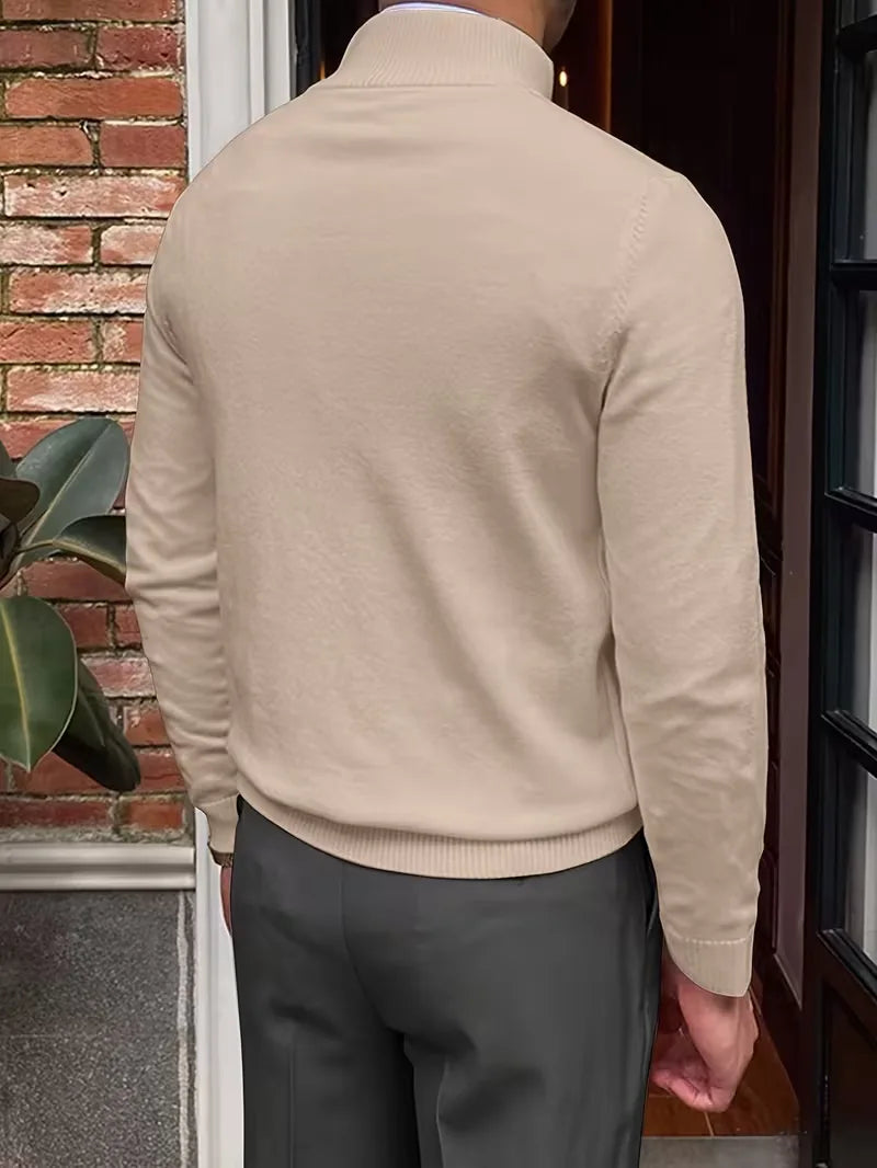Olivier - Pull Élégant Col Montant Zippé