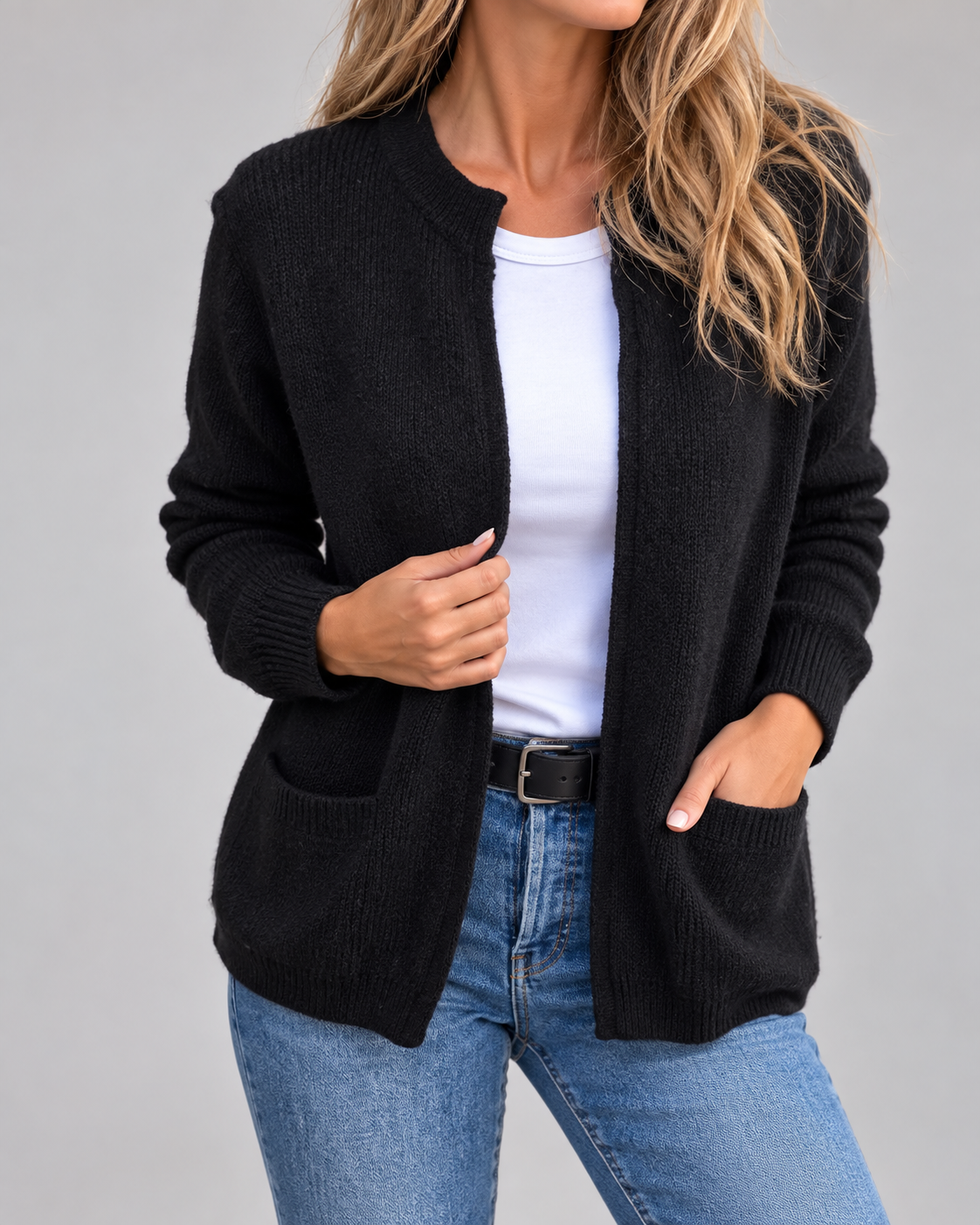 Isabelle - Cardigan Élégant Zippé à Poches