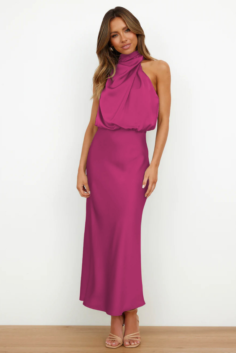 Clémence - Robe midi élégante - Encolure asymétrique, Femme