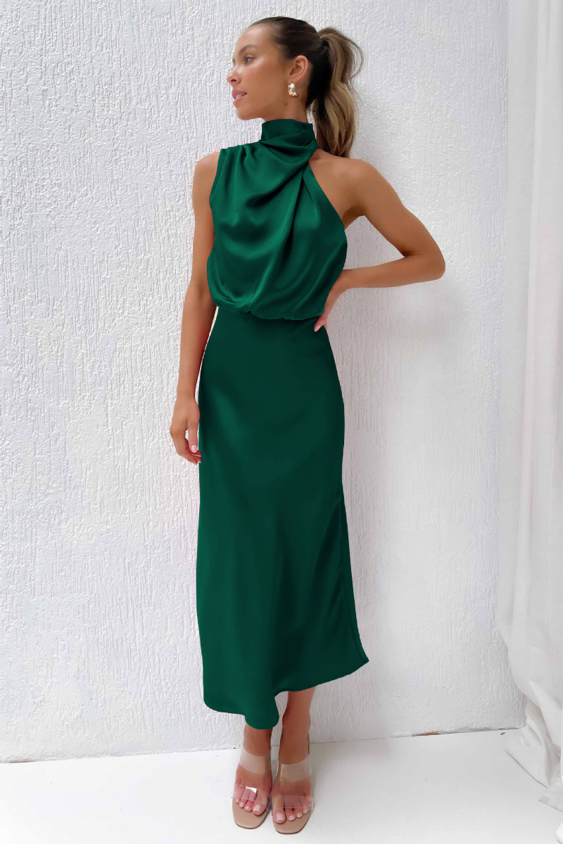 Clémence - Robe midi élégante - Encolure asymétrique, Femme