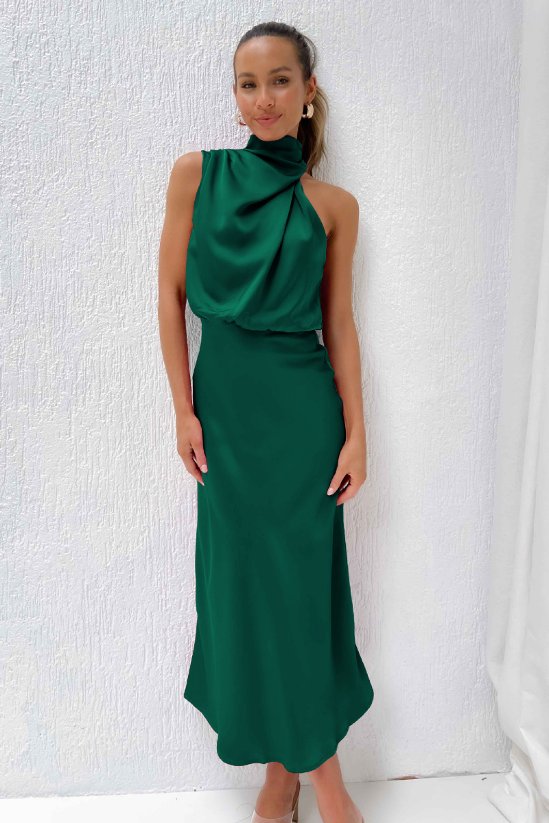 Clémence - Robe midi élégante - Encolure asymétrique, Femme