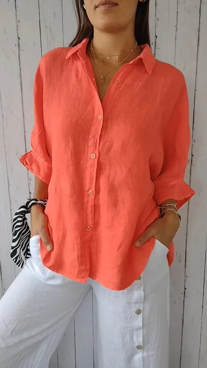 Martine - Chemise en Lin Légère Boutonnée Femme