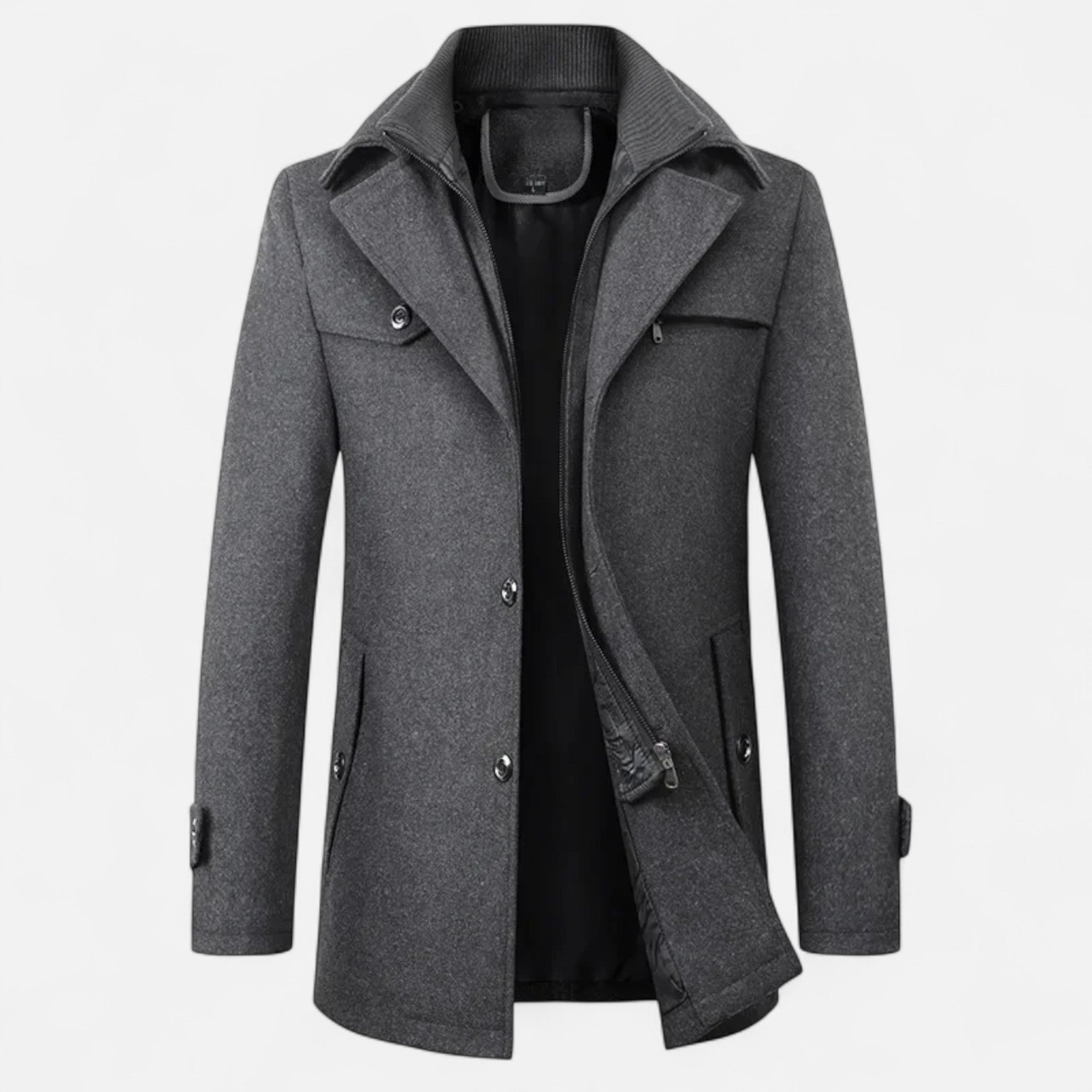 Bastien - Trench Laine Zippé Homme