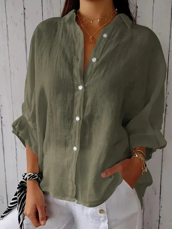 Martine - Chemise en Lin Légère Boutonnée Femme