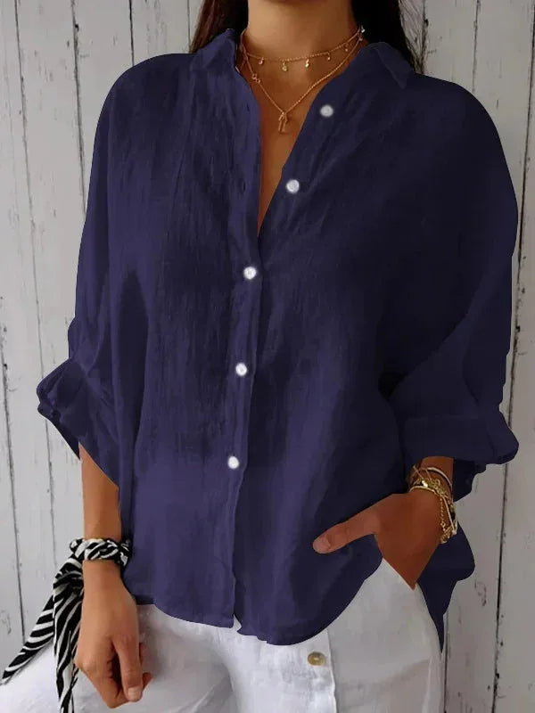 Martine - Chemise en Lin Légère Boutonnée Femme