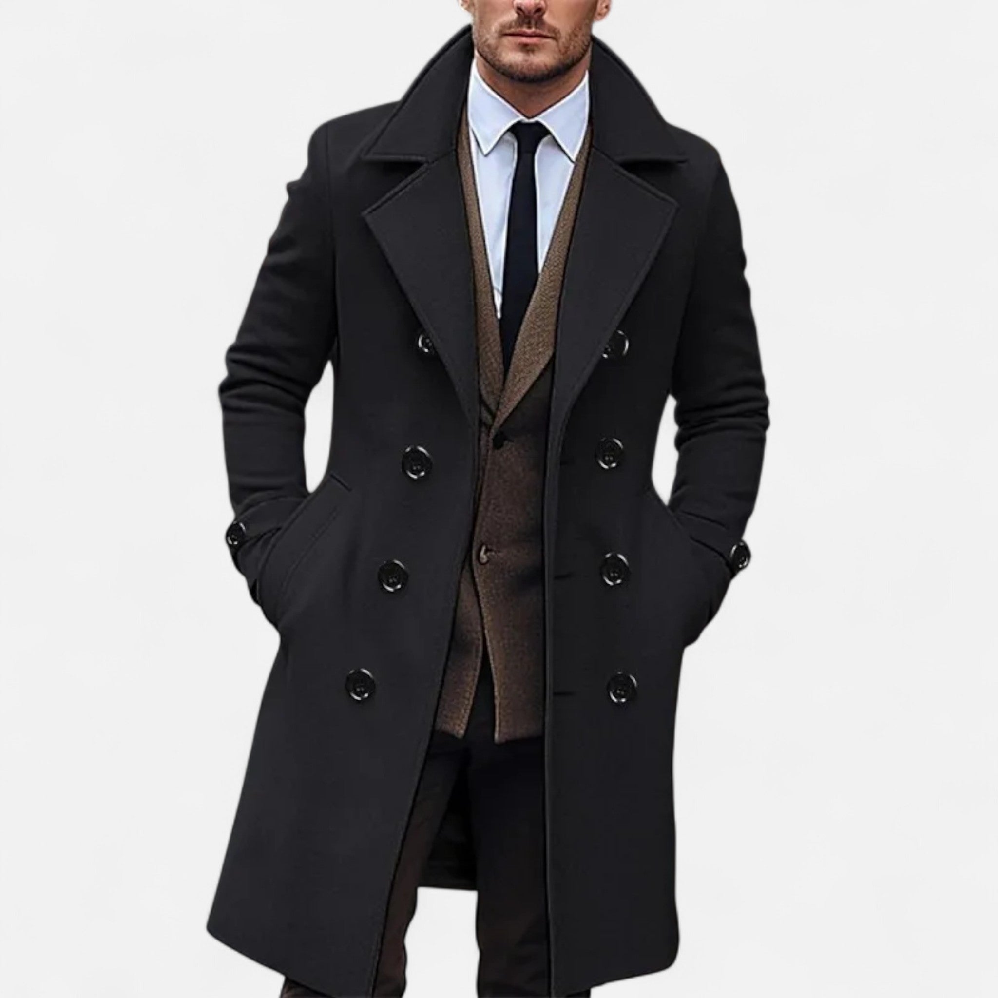 Adrien - Pardessus Long Double Boutonnage Homme