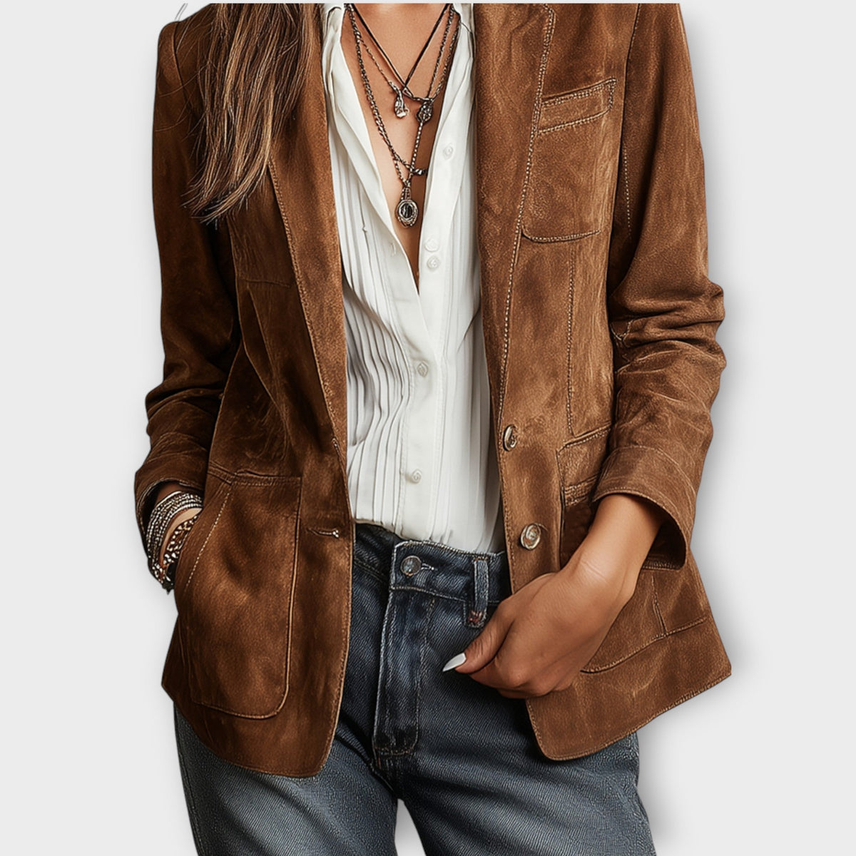 Corinne | Blazer Élégant Daim Oversize