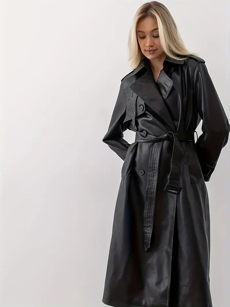 Marie | Trench Élégant Cuir Classique