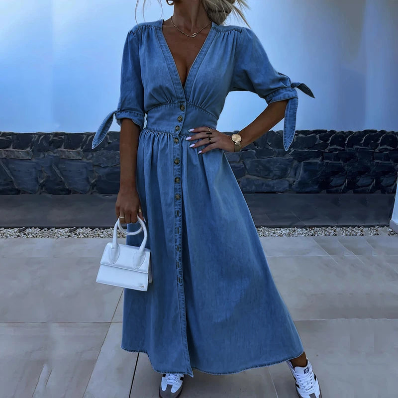Clarisse - Robe en jean - Élégante, Intemporelle, Coupe parfaite - Femme
