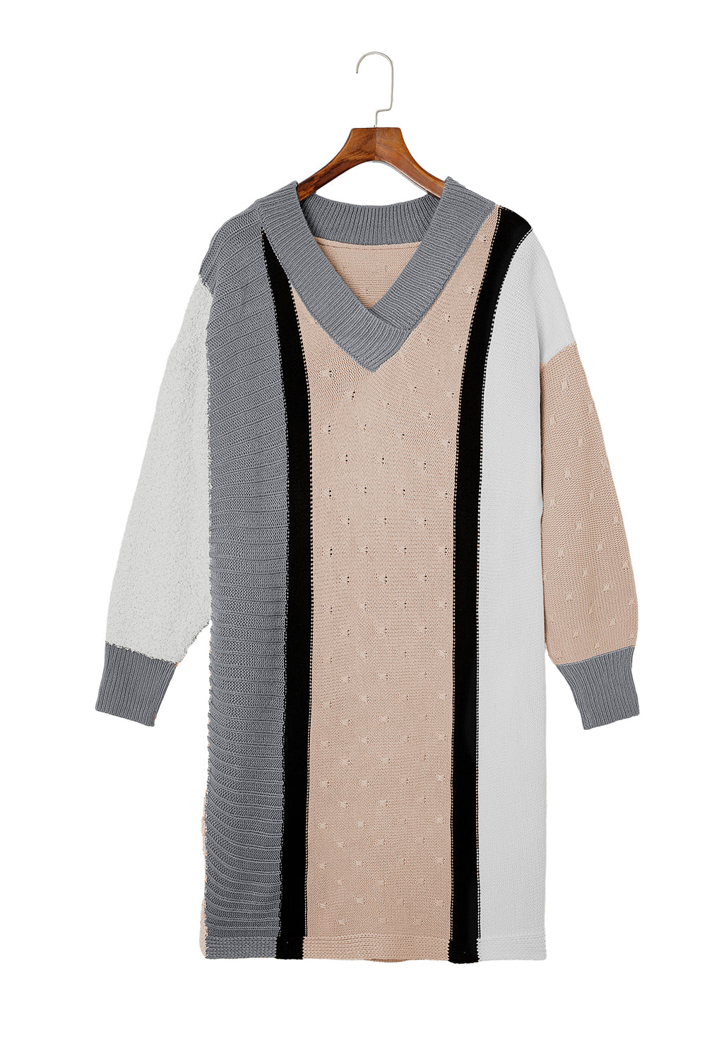 Laurence - Robe pull oversize - Bouclé, Blocs de couleurs, Femme