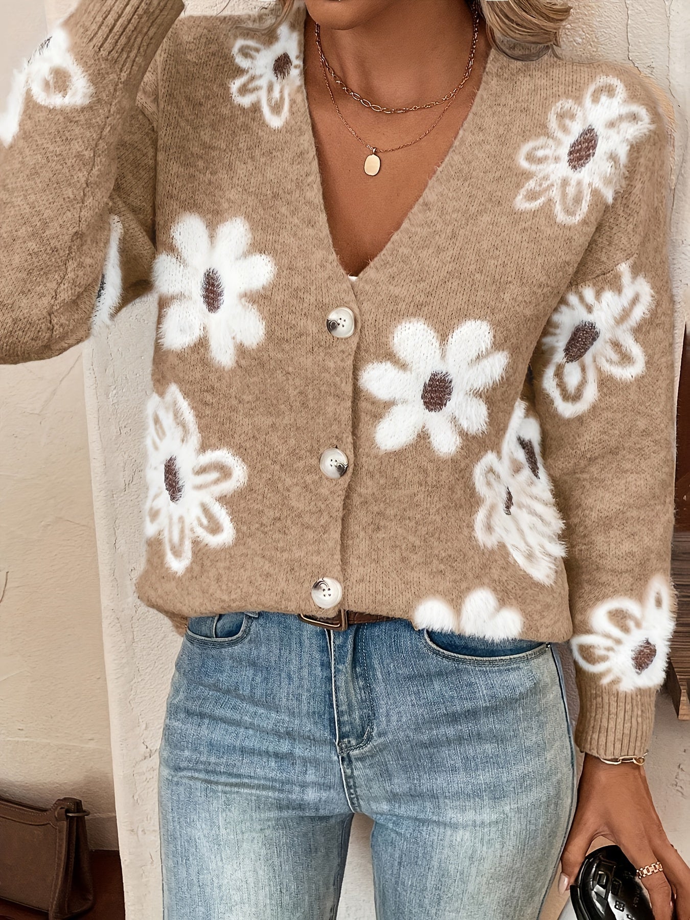 Sylvie - Gilet Féminin Fleuri Boutonné