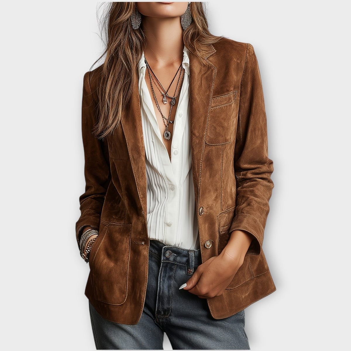 Corinne | Blazer Élégant Daim Oversize