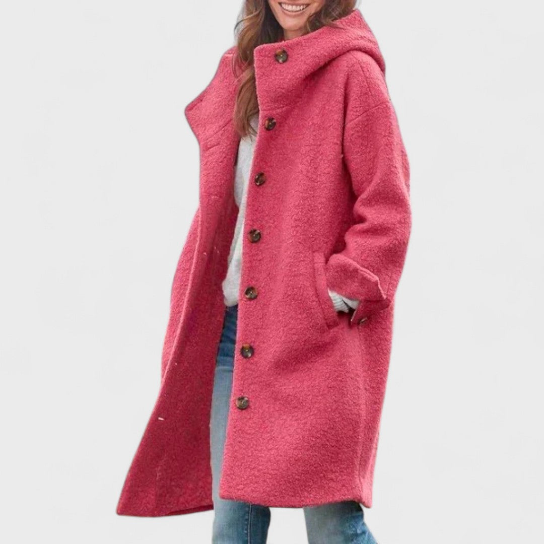 Hélène | Manteau Chic Mi-Long à Capuche
