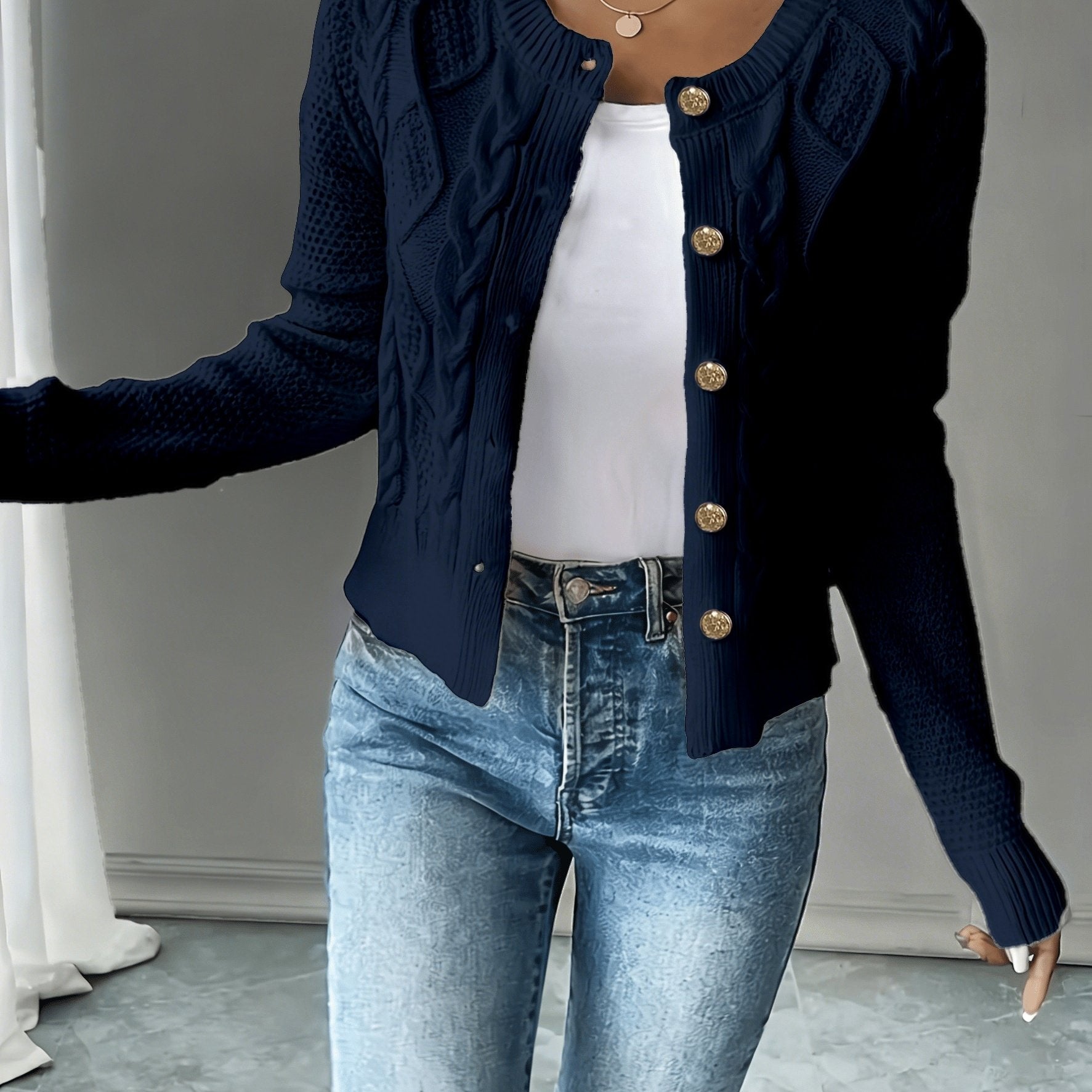 Christine - Cardigan Élégant Torsadé Boutonné