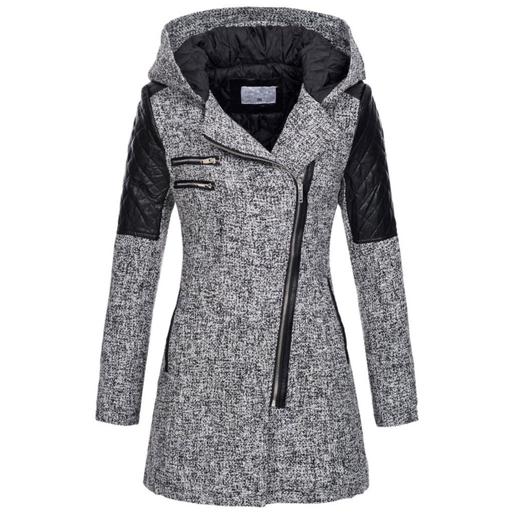 Aurélie - Manteau Élégant Zippé Capuche
