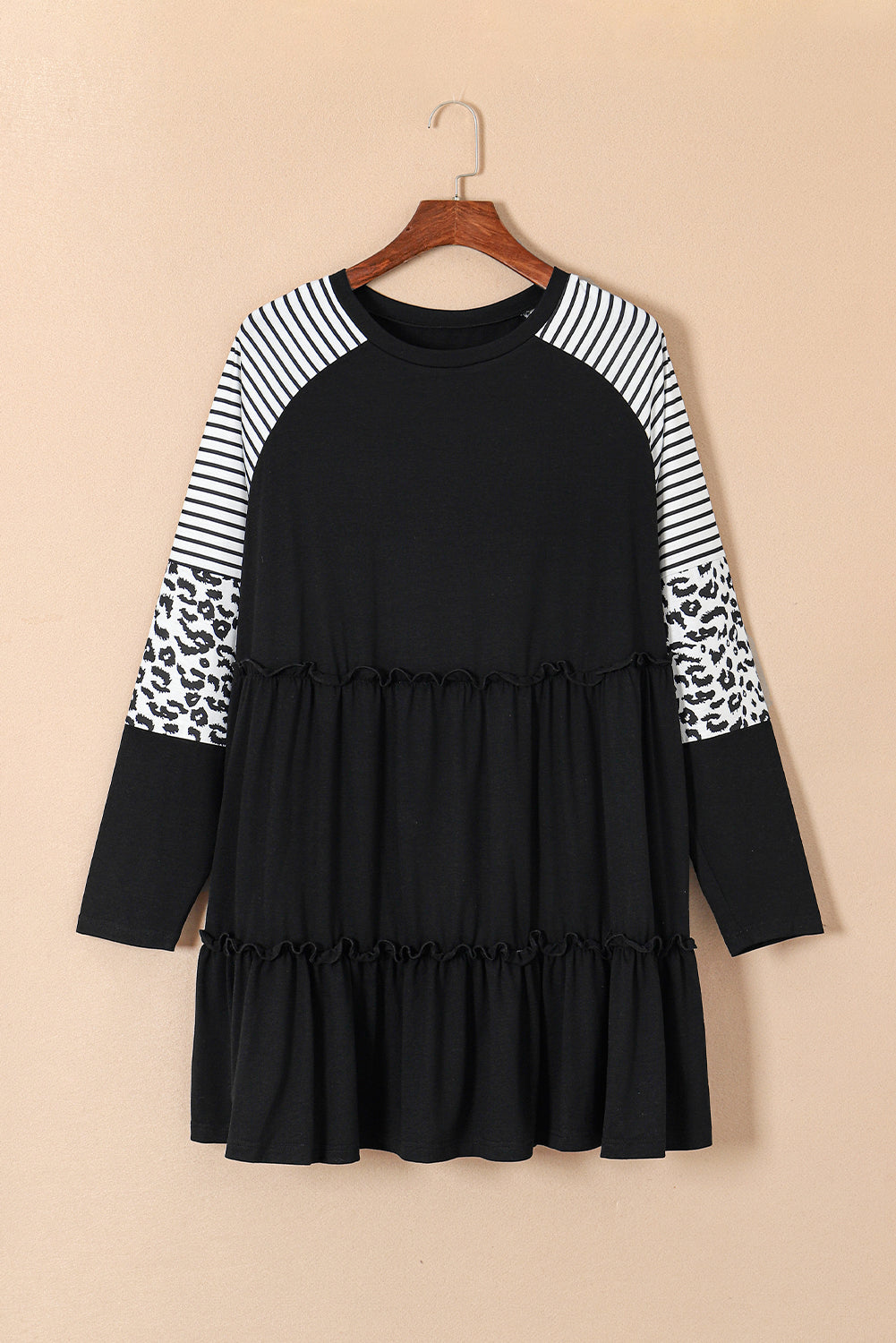 Brigitte - Robe oversize - Manches imprimé léopard, Volants, Femme