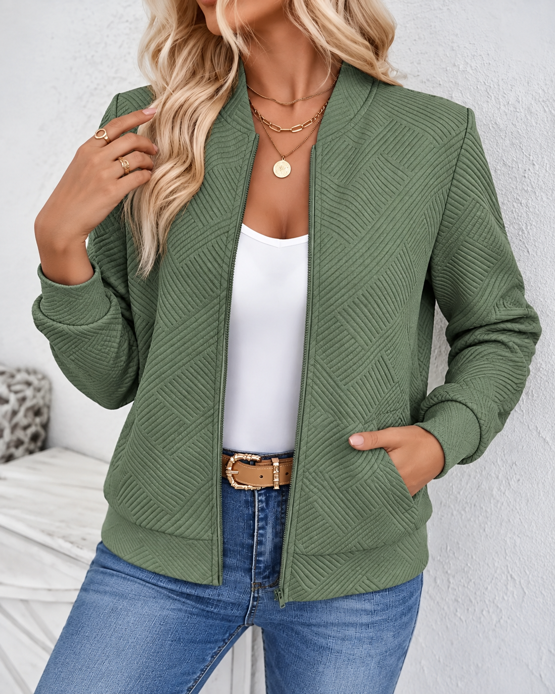 Chloé - Cardigan Élégant Texturé Col Montant