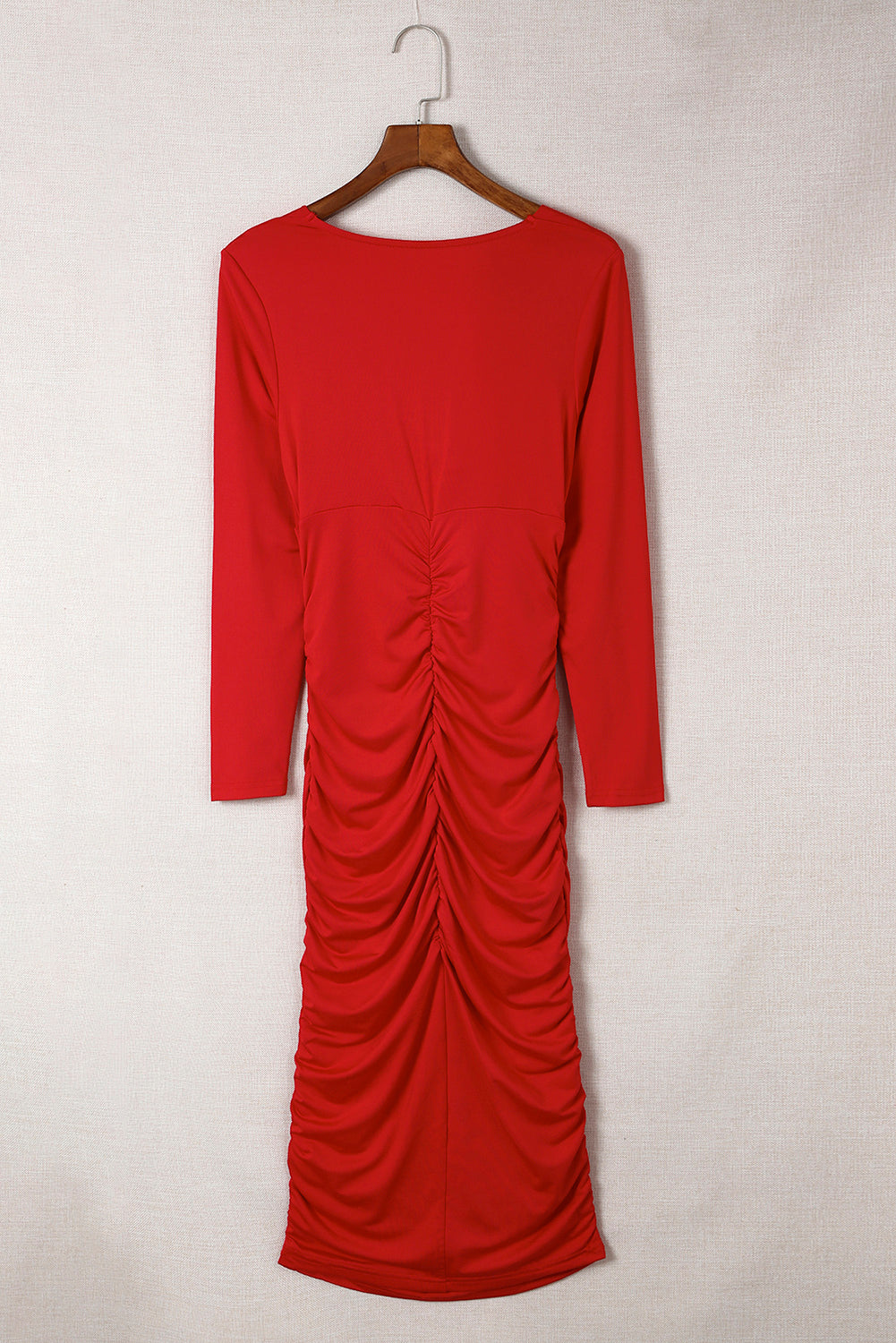 Amandine - Robe longue moulante - Col V froncé, Coupe portefeuille, Femme