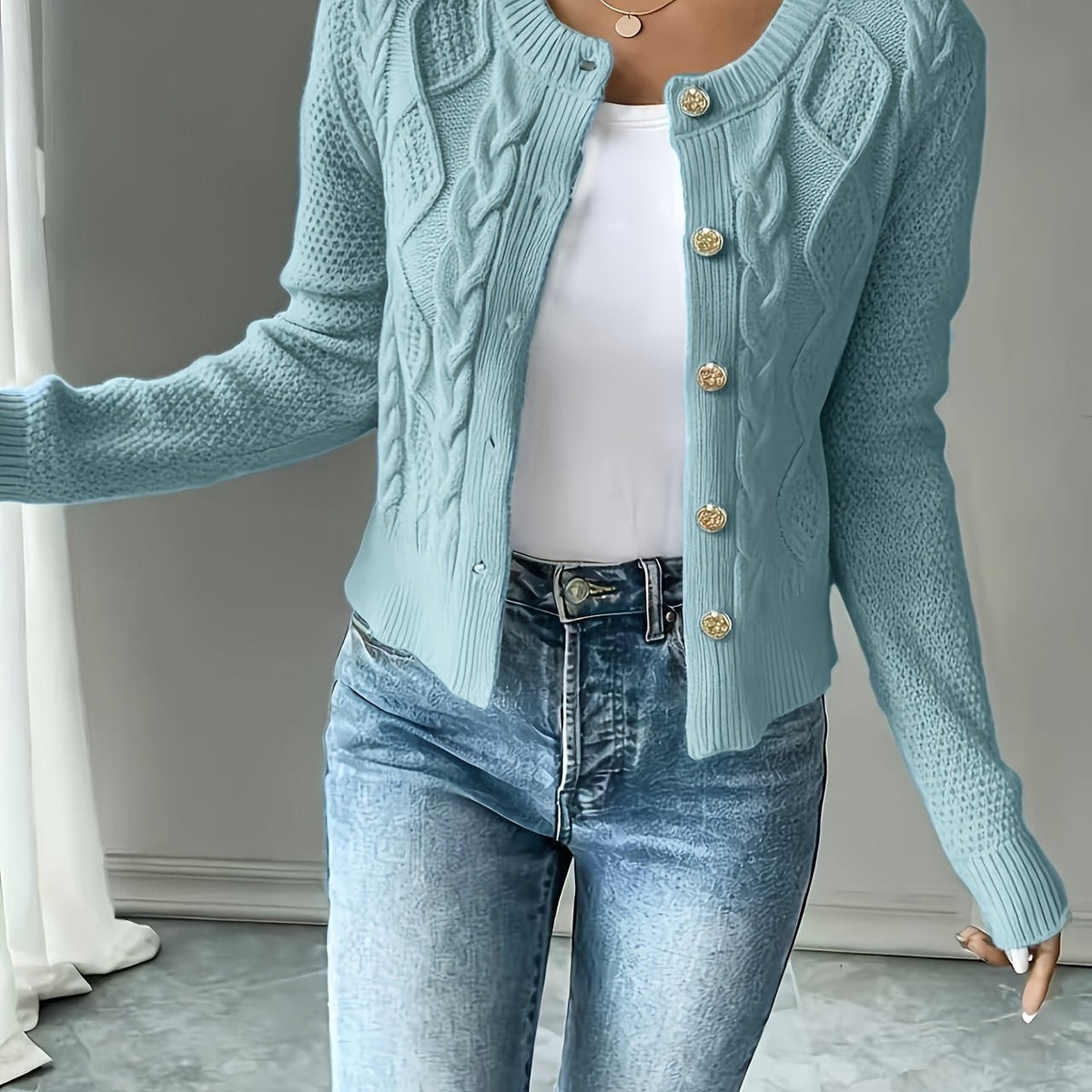 Christine - Cardigan Élégant Torsadé Boutonné