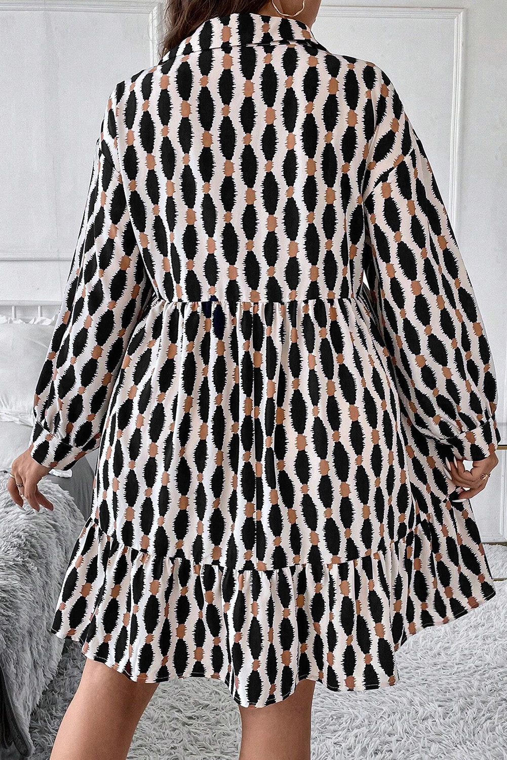 Sandrine - Robe mini grande taille - Motif géométrique, Col V, Femme