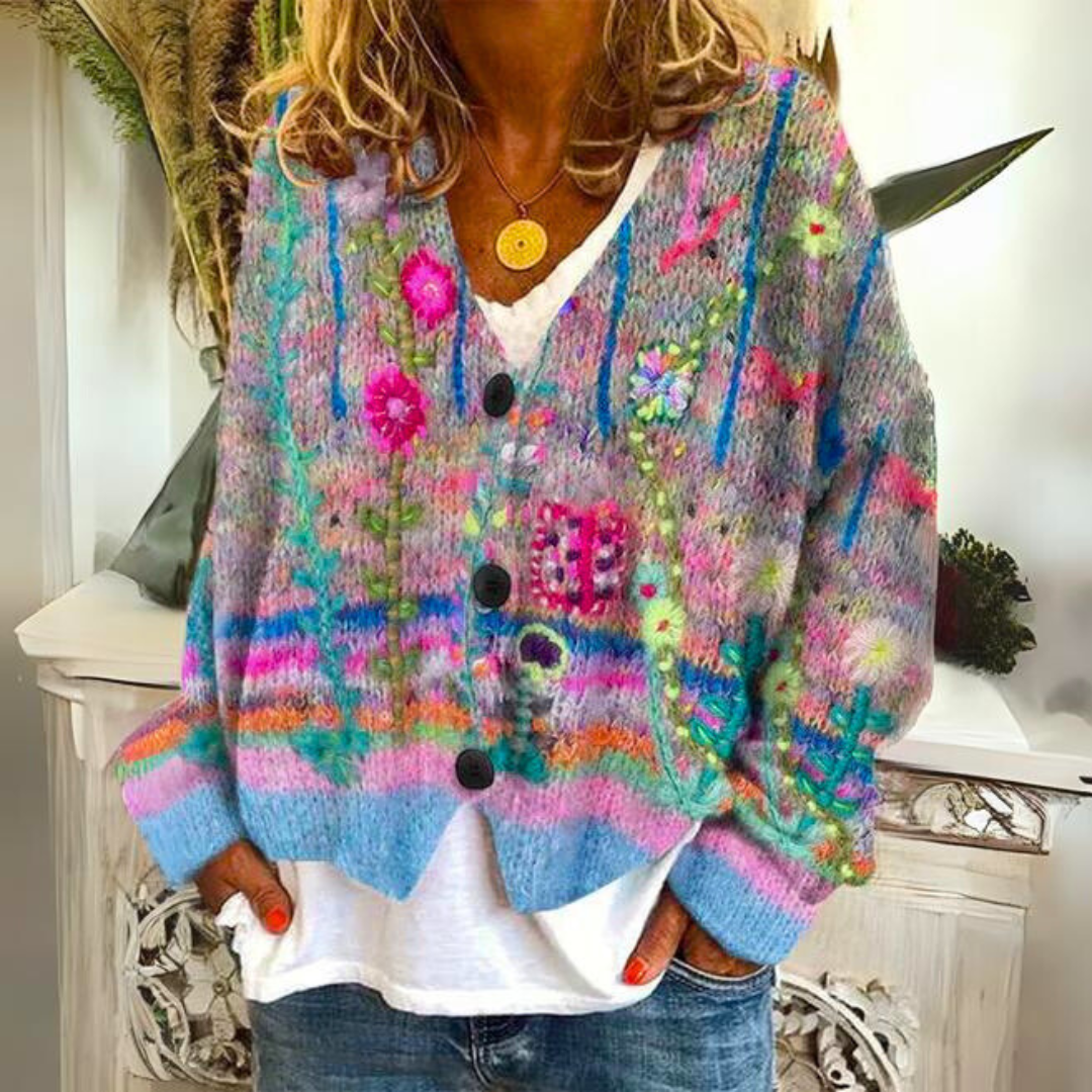 Priya - Gilet Élégant Fleuri Brodé