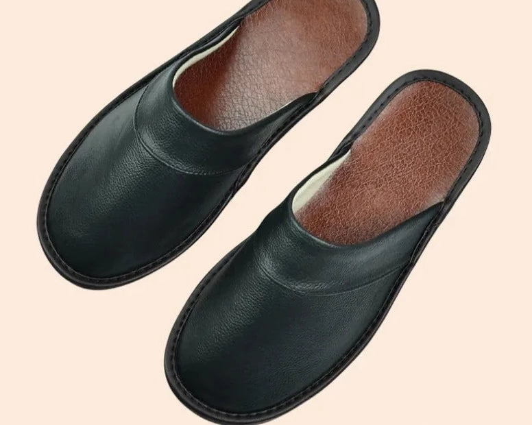 Tomas - Chaussons Cuir Confortables Homme