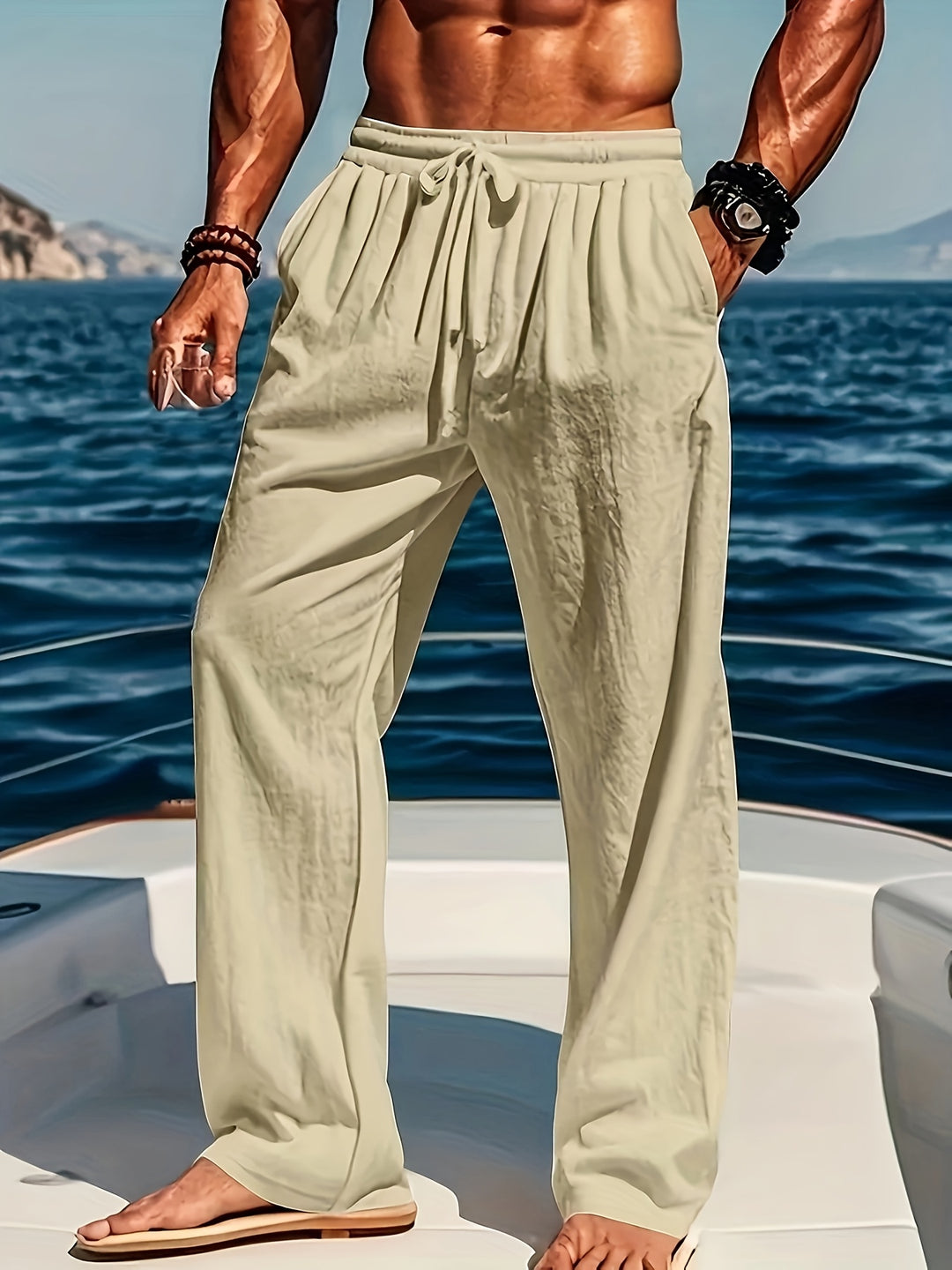 Cristian - Pantalon Lin Casual Homme