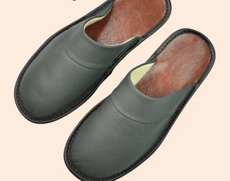 Tomas - Chaussons Cuir Confortables Homme