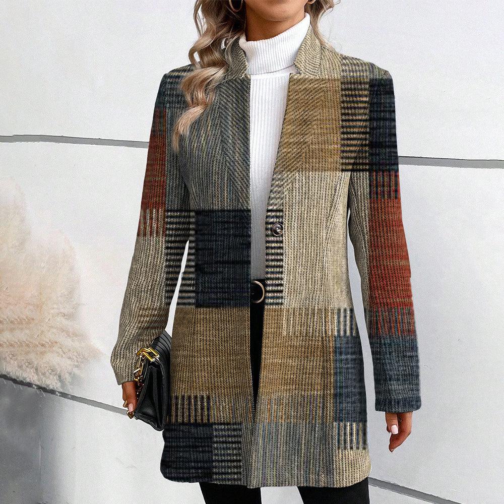 Patricia - Manteau Chic Patchwork Carreaux