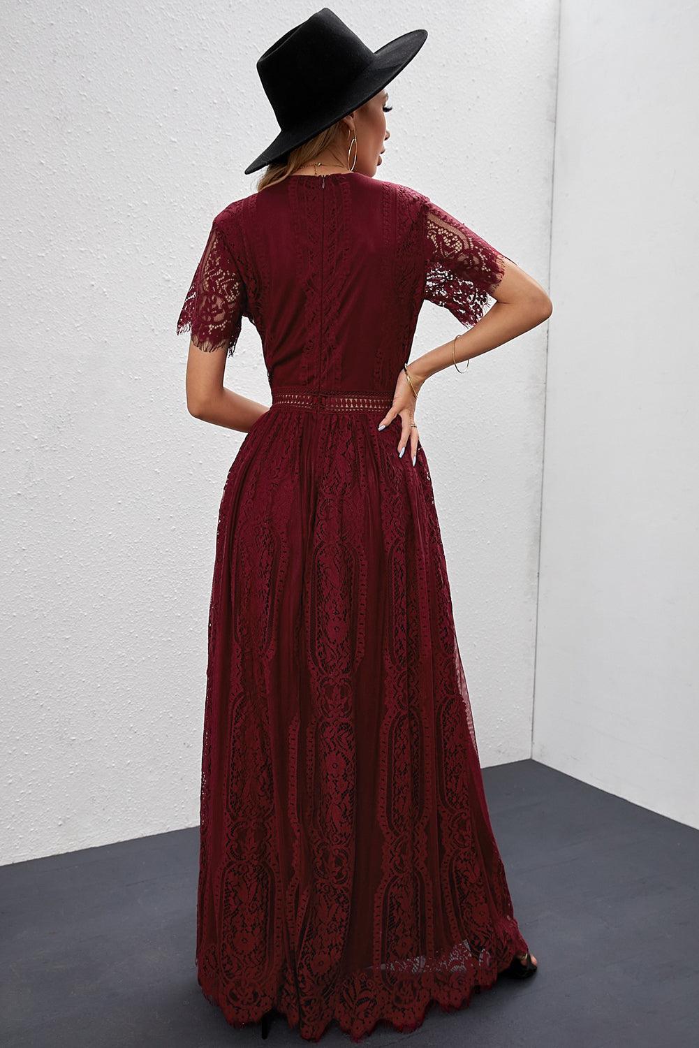 Adèle - Robe maxi en dentelle - Col V, Femme